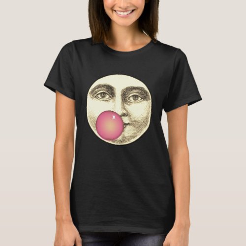 Vintage man in the moon full face pink bubblegum T_Shirt