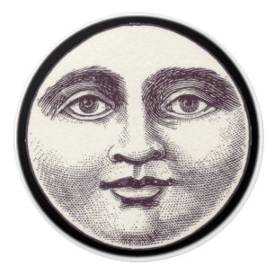Vintage man in the moon full moon face ceramic knob
