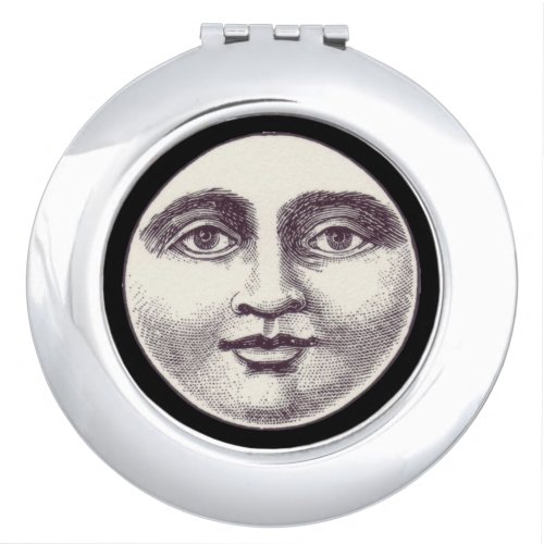 Vintage man in the moon full moon face  compact mirror