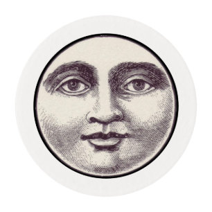 Vintage man in the moon full moon face edible frosting rounds