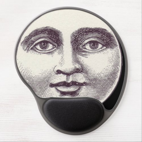 Vintage man in the moon full moon face gel mouse pad