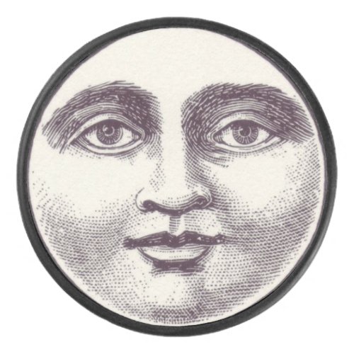 Vintage man in the moon full moon face hockey puck