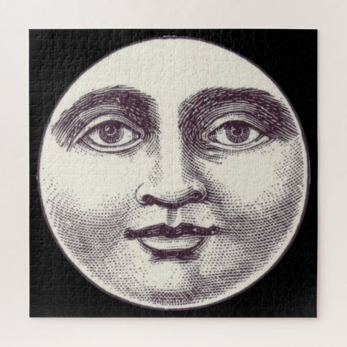 Vintage man in the moon full moon face jigsaw puzzle