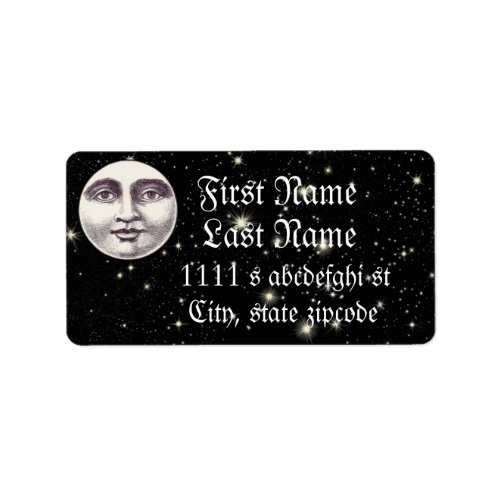 Vintage man in the moon full moon face label