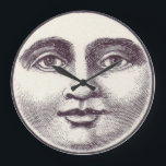 Vintage man in the moon full moon face large clock<br><div class="desc">The classic man in the moon in black and white on a decorative,  round clock.</div>