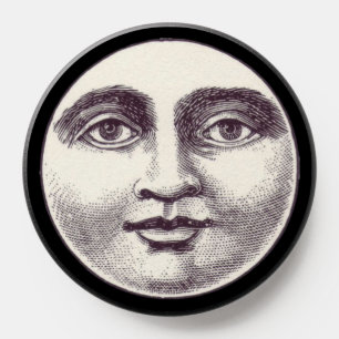 Vintage man in the moon full moon face PopSocket