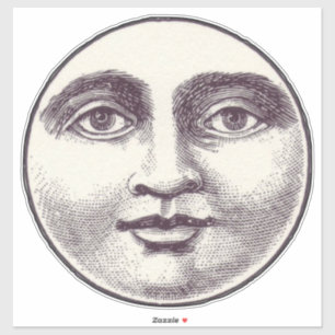 Vintage man in the moon full moon face sticker