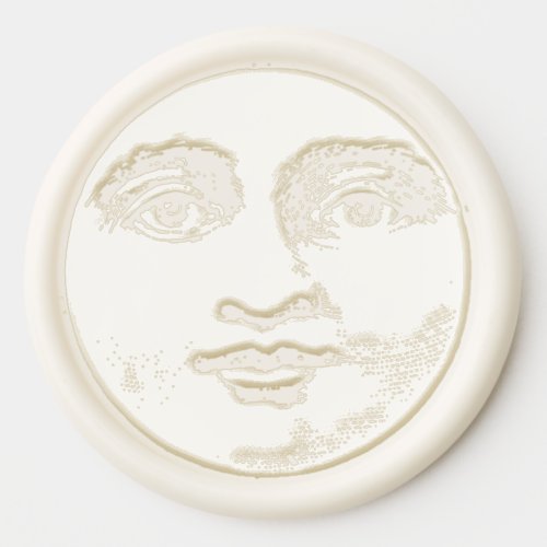 Vintage man in the moon full moon face wax seal sticker