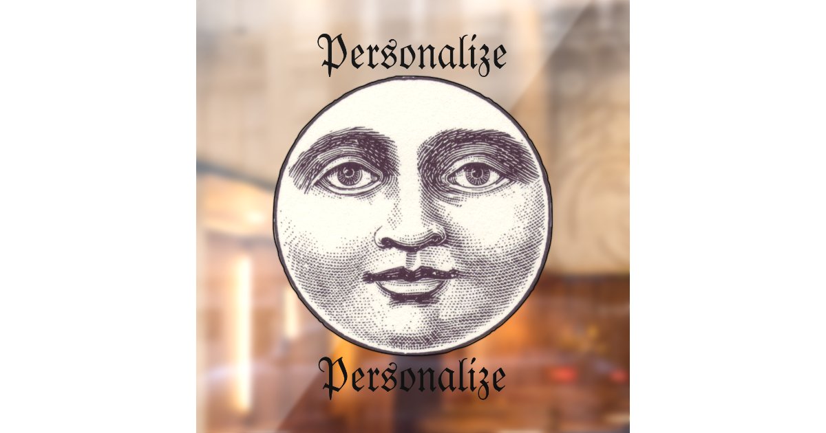 Vintage man in the moon full moon face window cling