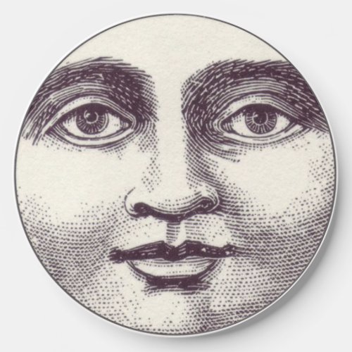 Vintage man in the moon full moon face  wireless charger 