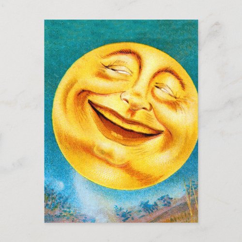 Vintage Man in the Moon Happy Moon Postcard