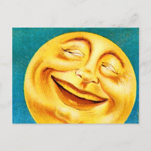 Vintage Man in the Moon Happy Moon Postcard