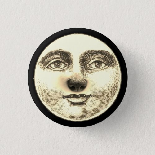 Vintage man in the moon puppy dog nose whimsical  button