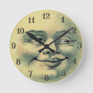 Vintage Man in the Moon Round Clock