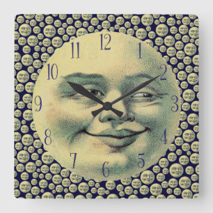 Vintage Man in the Moon Square Wall Clock
