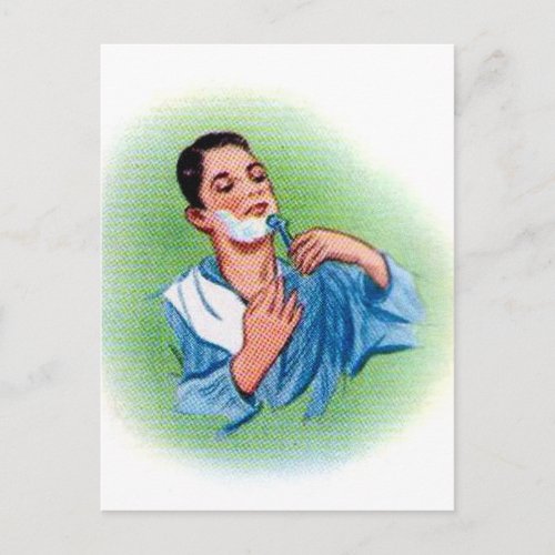 Vintage Man Shaving Close Shave Postcard