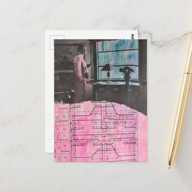 Vintage Man Thinking and Planning as he Looks Out  Postcard (Front/Back In Situ)