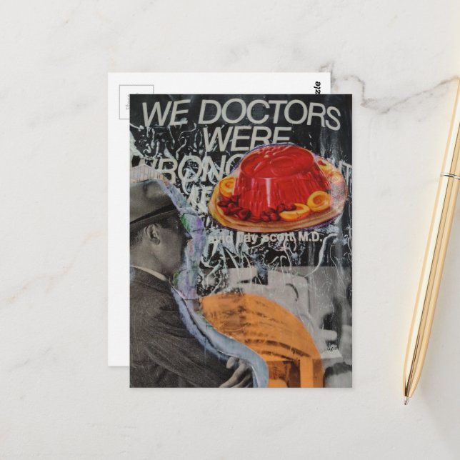 Vintage Man we doctors floating dessert collage Postcard (Front/Back In Situ)