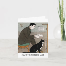 Vintage Man With Cat Happy Father's Day Card