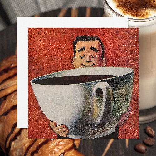 Vintage Man with Giant Cup of Coffee Invitation