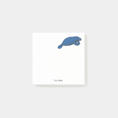 Vintage Manatee Drawing Blue Post_it Notes