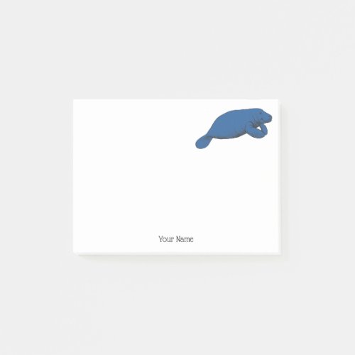 Vintage Manatee Drawing Blue Post_it Notes