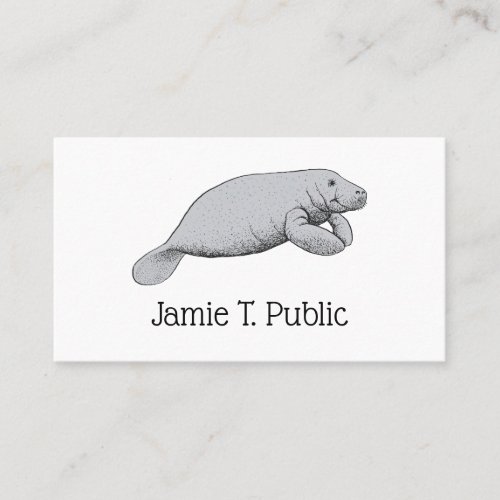 Vintage Manatee Drawing Business Card