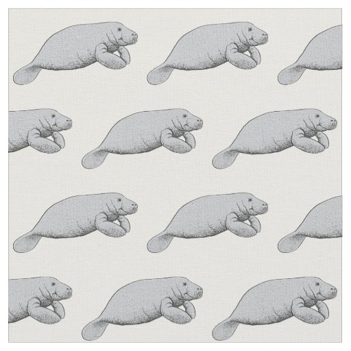Vintage Manatee Drawing Fabric
