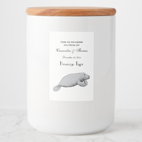 Vintage Manatee Drawing Food Label