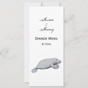 Vintage Manatee Drawing Invitation