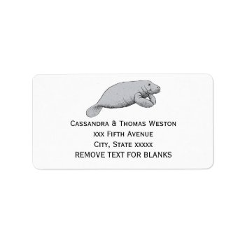 Vintage Manatee Drawing Label by ItsMyPartyDesigns at Zazzle