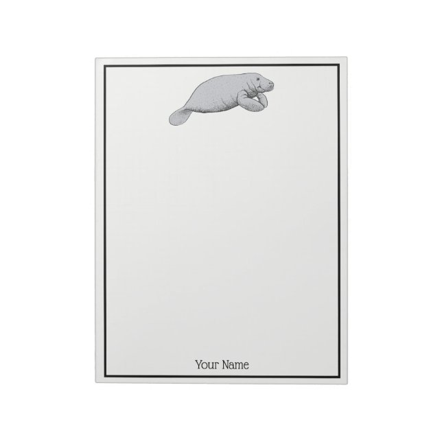 Vintage Manatee Drawing Notepad (Rotated)