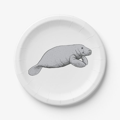 Vintage Manatee Drawing Paper Plates