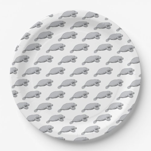 Vintage Manatee Drawing Paper Plates