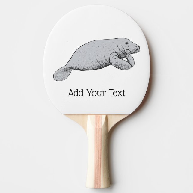 Vintage Manatee Drawing Ping-Pong Paddle (Front)