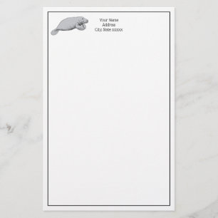 Vintage Manatee Drawing Stationery