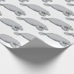 Vintage Manatee Drawing Wrapping Paper<br><div class="desc">Vintage Manatee Drawing ========== Customizable invitations and accessories with a Vintage Drawing of a manatee. You can easily customize these products by adding text fields, removing existing text fields, changing design images or adding additional images of your choice. You can also change text fonts and text colors (and in most...</div>