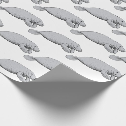 Vintage Manatee Drawing Wrapping Paper