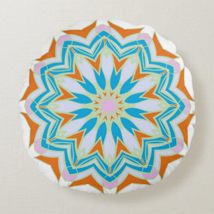 Vintage mandala, Floral mandala. Oriental mandala. Round Pillow