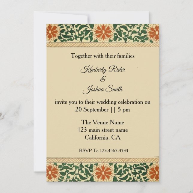 Vintage Mandala Flower Wedding Invitation (Front)