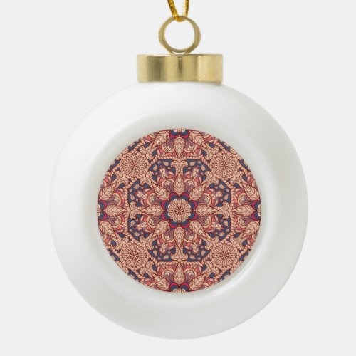 Vintage Mandala Hand_Drawn Pattern Ceramic Ball Christmas Ornament