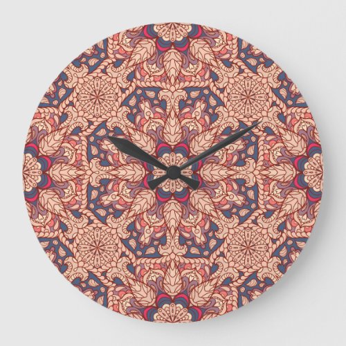 Vintage Mandala Hand_Drawn Pattern Large Clock
