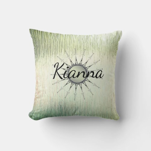 Vintage Mandala on Minty Frosted Glass    Throw Pillow