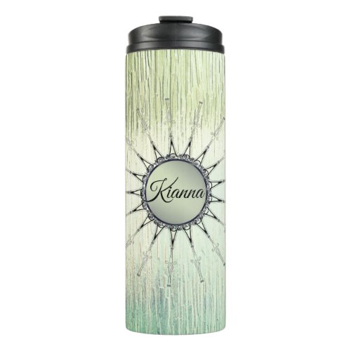 Vintage Mandala on Minty Green Personalized  Thermal Tumbler