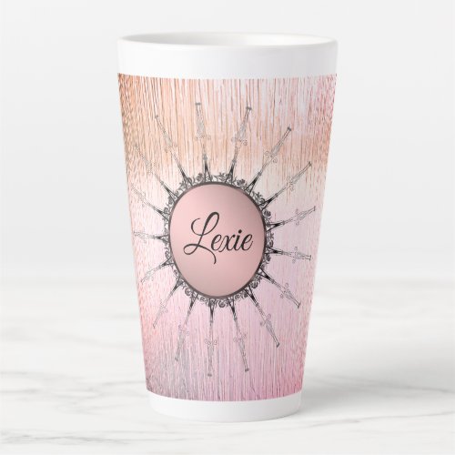 Vintage Mandala on Peachy Pink Personalized Latte Mug