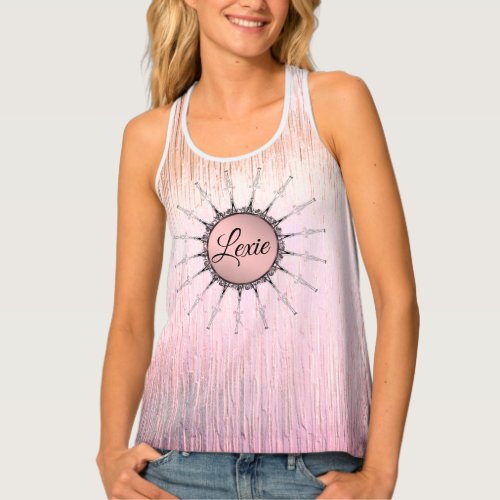 Vintage Mandala on Peachy Pink Personalized  Tank Top