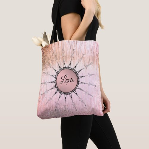 Vintage Mandala on Peachy Pink Personalized  Tote Bag