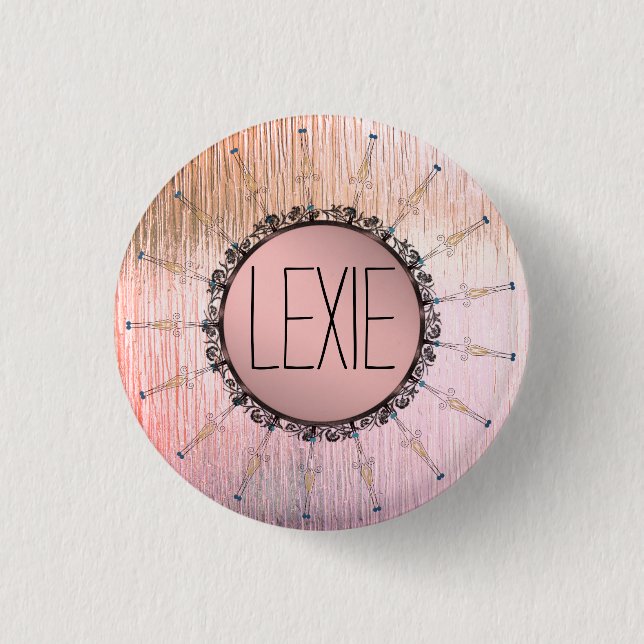 Vintage Mandala on  Pink Personalized Button (Front)