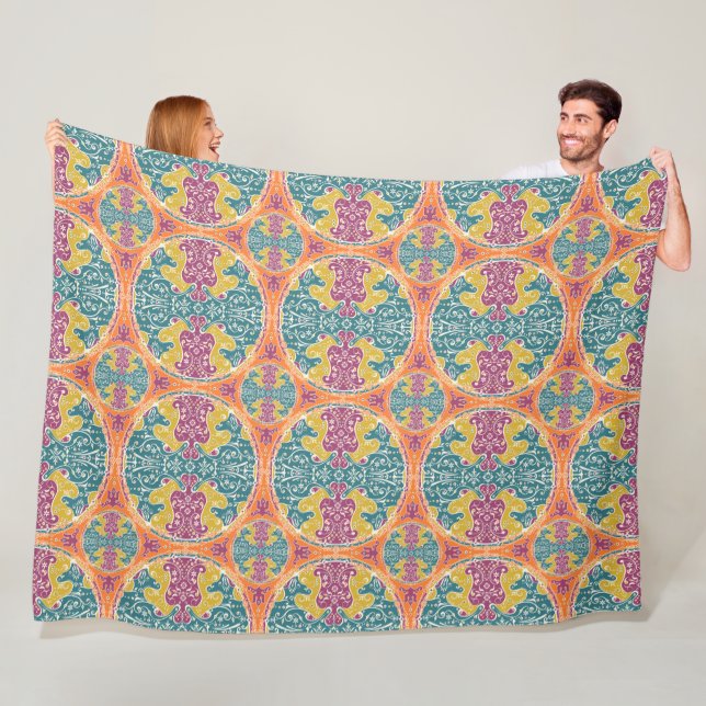Vintage Mandala Pattern - Bohemian Chic 1 Fleece Blanket (In Situ)