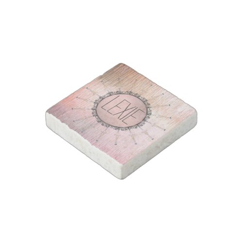 Vintage Mandala Personalized Pink Frosted Glass    Stone Magnet